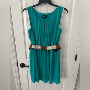 Teal dress with belt